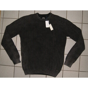 NEW W/tag Buffalo David Bitton Washy Black Waffle Knit CrewNeck Sweater Mens 2XL